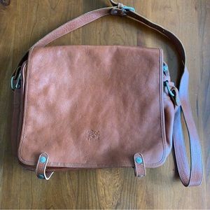 IL BISONTE caramel leather briefcase messenger unisex bag